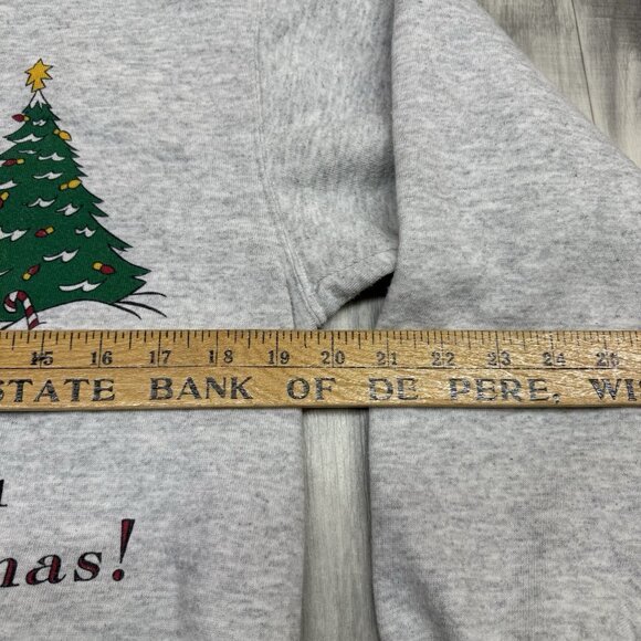 ✅VTG Mickey Minnie Mouse Pluto Goofy Donald Daffy Christmas Sweatshirt M *STAIN - Picture 8 of 13